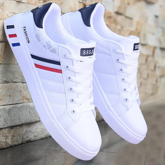 Turnschuhe | Schnürsenkel | Rutschfest | Wanderschuhe | Herren Turnschuhe-Weiß schwarz-39-Chaps Herrenmode