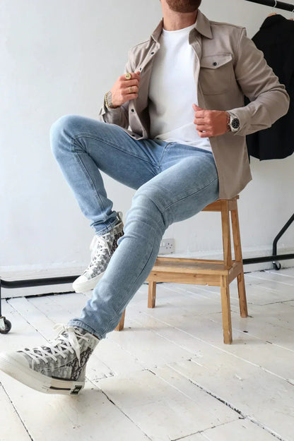 Überhemd - Button-Up - Langarm - Hemdjacke - Herrenjacke-Chaps Herrenmode