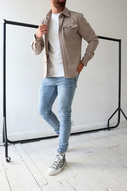 Überhemd - Button-Up - Langarm - Hemdjacke - Herrenjacke-Chaps Herrenmode