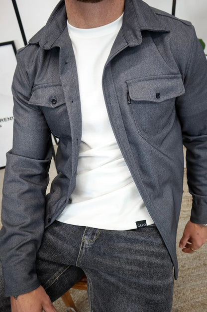 Überhemd - Button-Up - Langarm - Hemdjacke - Herrenjacke-Chaps Herrenmode