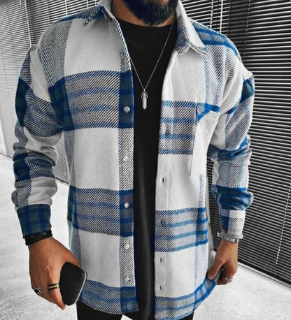 Überhemd - Kariert - Knopfleiste - Hemdjacke - Herrenbekleidung-Dunkelblau-XS-Chaps Herrenmode