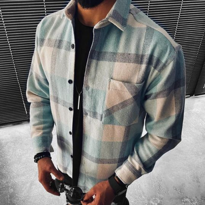 Überhemd - Kariert - Knopfleiste - Hemdjacke - Herrenbekleidung-Hellblau-XS-Chaps Herrenmode