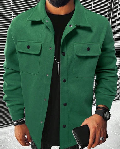Überhemd | Warm | Button-Up | Hemdjacke | Herrenhemden-Dunkelgrün-XS-Chaps Herrenmode