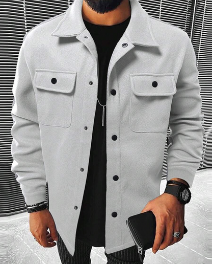 Überhemd | Warm | Button-Up | Hemdjacke | Herrenhemden-Hellgrau-XS-Chaps Herrenmode