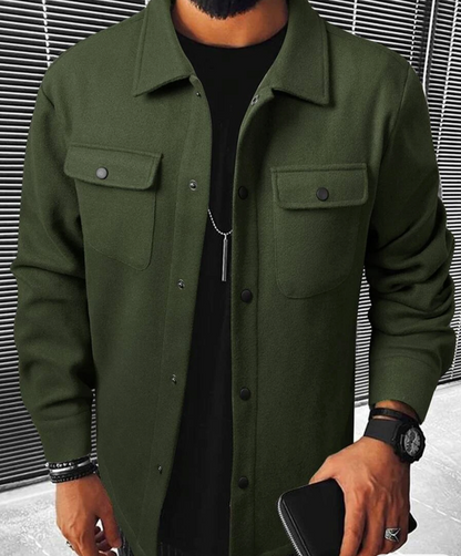 Überhemd | Warm | Button-Up | Hemdjacke | Herrenhemden-Olivgrün-XS-Chaps Herrenmode