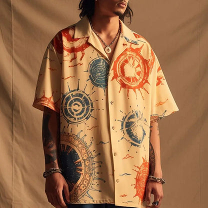 Vintage Hemd - Button-Up Hemd - Bedruckt - Lose Passform - Herrenhemd-Gelb-XS-Chaps Herrenmode
