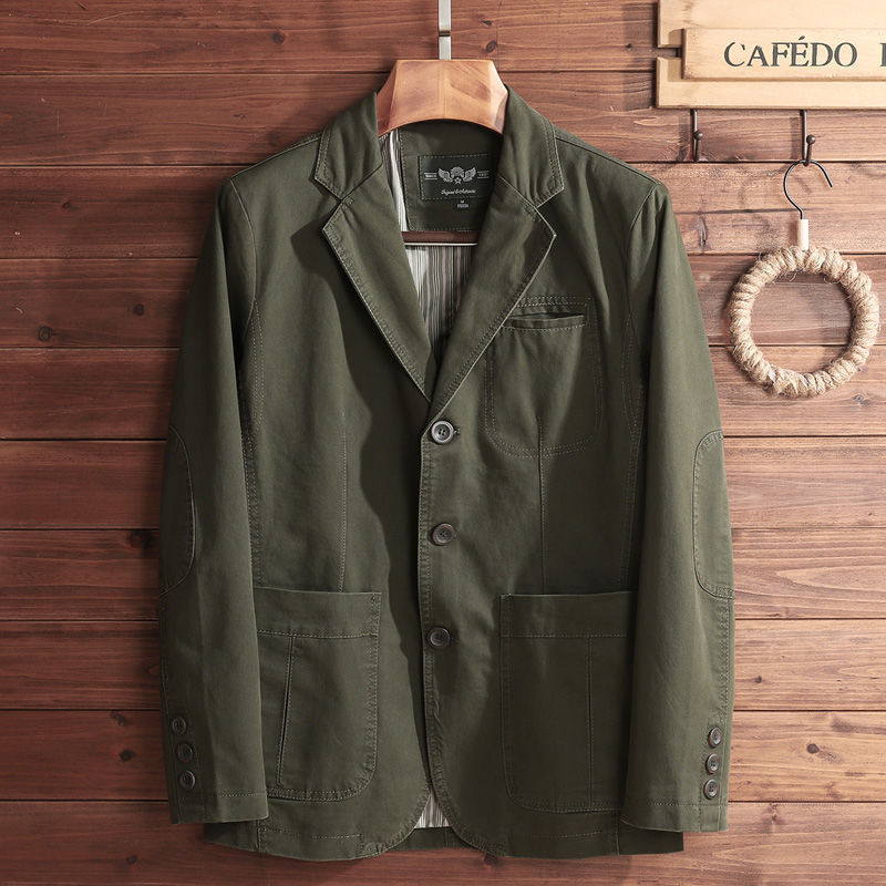 Vintage Jacke - Einreihig - Taschen - Herrenjacke - Herbstjacke-Grün-M-Chaps Herrenmode