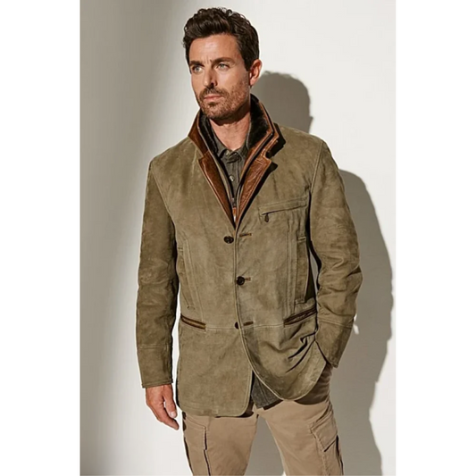 Vintage-Jacke | Mit Knöpfen | Mit Reißverschluss | Wildlederjacke | Herrenjacke-Chaps Herrenmode