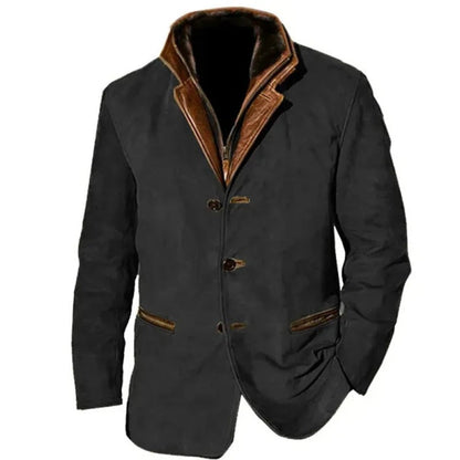 Vintage Jacke - Retro - Lässig - Wildlederjacke - Herrenjacke-Schwarz-S-Chaps Herrenmode