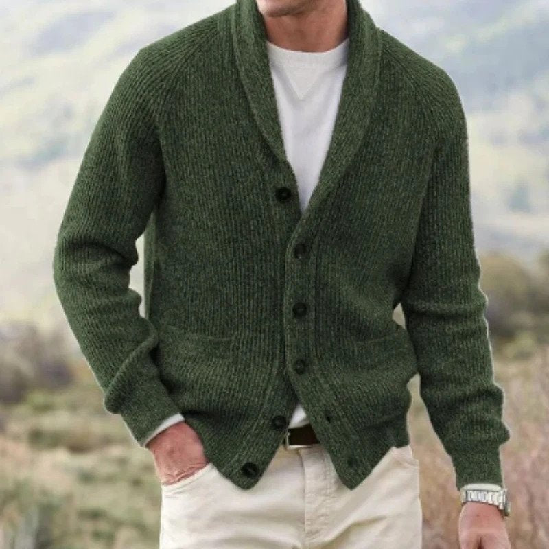 Vintage Weste mit V-Ausschnitt-Olivgrün-S-Chaps Herrenmode