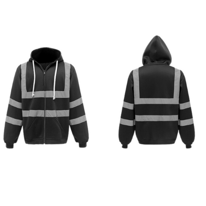 Warnschutzjacke – mit Kapuze – Arbeitskleidung – reflektierende Jacke – Herrenjacke-Schwarz-S-Chaps Herrenmode