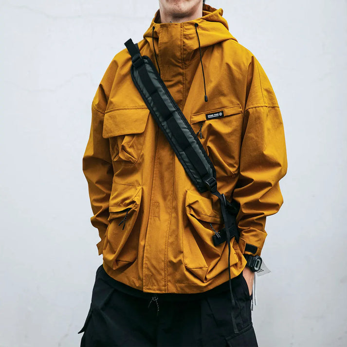 Wetterfeste Jacke | Oversize-Schnitt | Mit Kapuze | Cargo-Jacke | Herrenjacke-Orange-M-Chaps Herrenmode