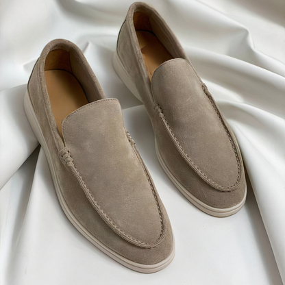 Wildleder-Loafer – Bequeme Slipper für Herren mit Gummisohle-Beige-40-Chaps Herrenmode