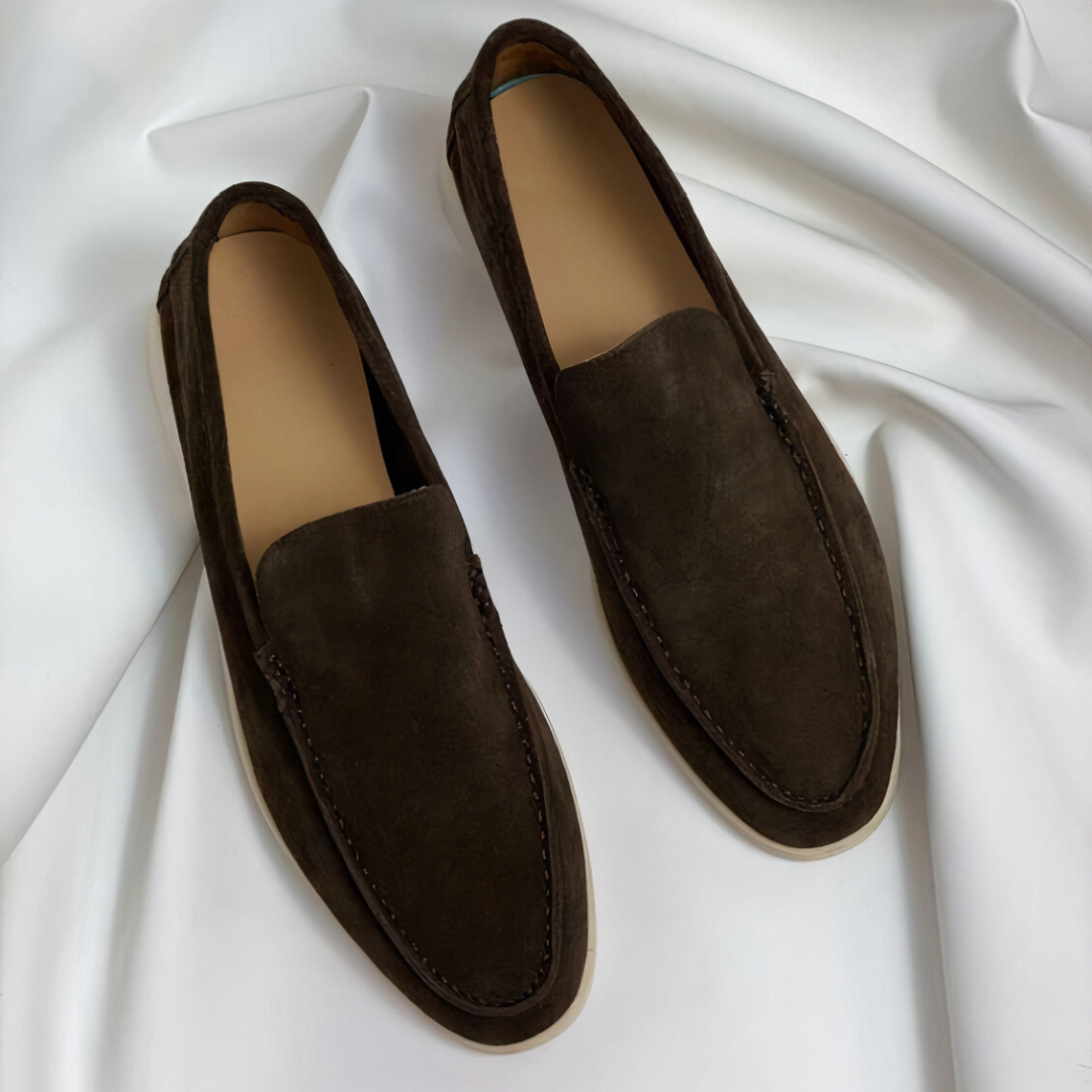 Wildleder-Loafer – Bequeme Slipper für Herren mit Gummisohle-Braun-40-Chaps Herrenmode