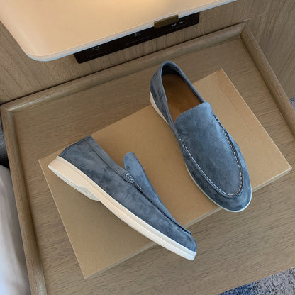Wildleder-Loafer – Bequeme Slipper für Herren mit Gummisohle-Hellblau-40-Chaps Herrenmode