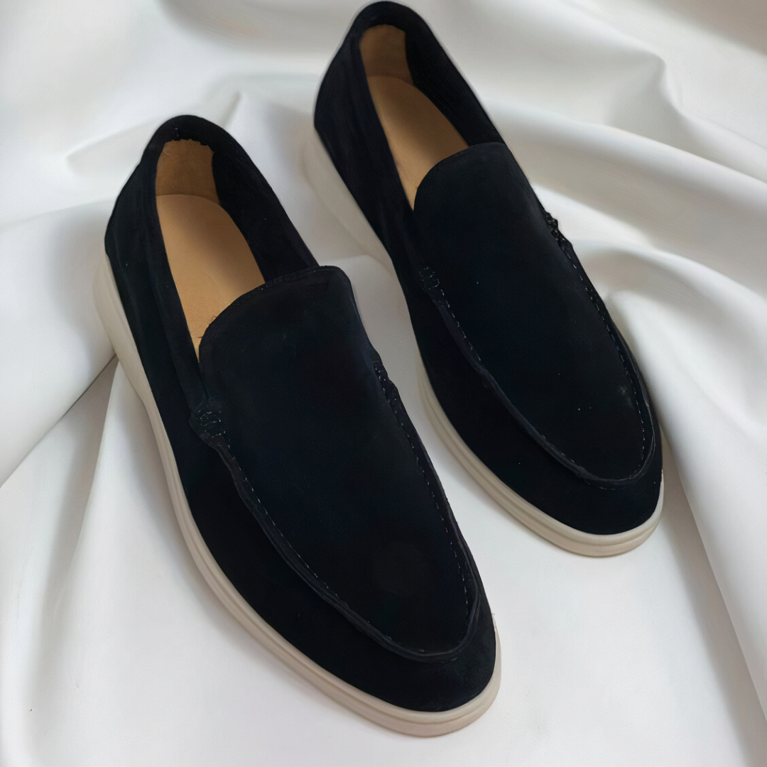 Wildleder-Loafer – Bequeme Slipper für Herren mit Gummisohle-Schwarz-40-Chaps Herrenmode