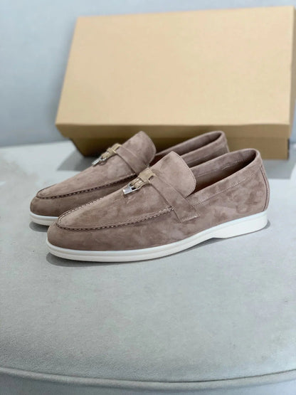 Wildleder-Loafers | Leder | Slip-On | Herren-Anzugschuhe | Loafers-Beige-38-Chaps Herrenmode