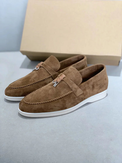 Wildleder-Loafers | Leder | Slip-On | Herren-Anzugschuhe | Loafers-Creme-38-Chaps Herrenmode