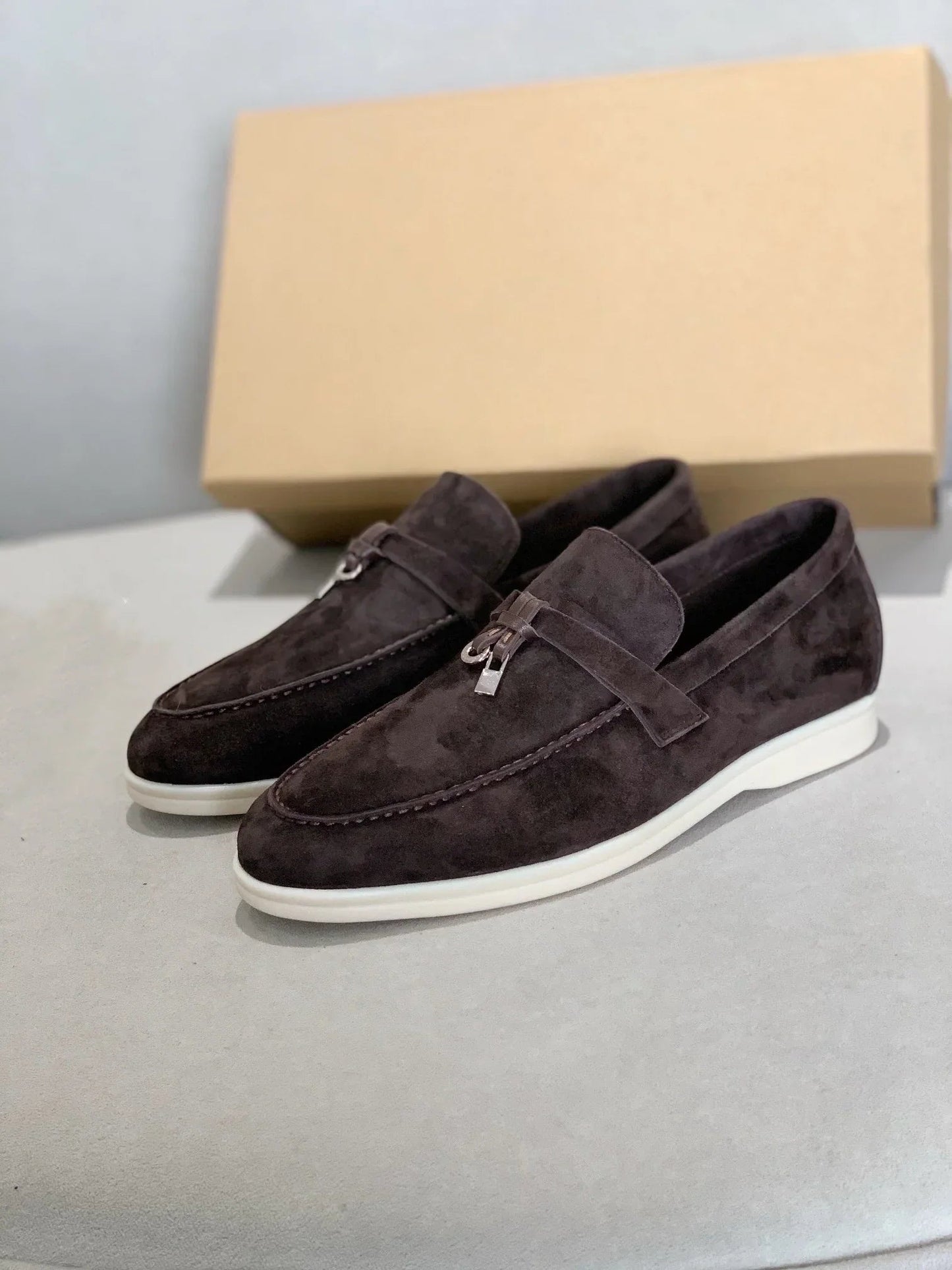 Wildleder-Loafers | Leder | Slip-On | Herren-Anzugschuhe | Loafers-Dunkelbraun-38-Chaps Herrenmode