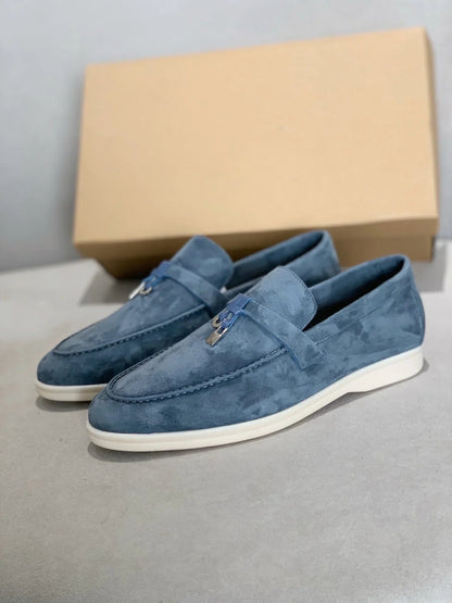 Wildleder-Loafers | Leder | Slip-On | Herren-Anzugschuhe | Loafers-Hellblau-38-Chaps Herrenmode