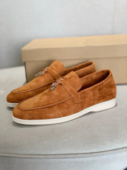 Wildleder-Loafers | Leder | Slip-On | Herren-Anzugschuhe | Loafers-Hellbraun-38-Chaps Herrenmode