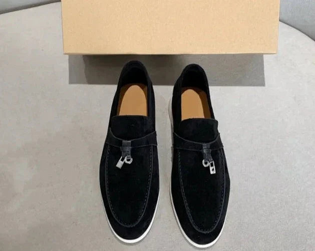 Wildleder-Loafers | Leder | Slip-On | Herren-Anzugschuhe | Loafers-Schwarz-38-Chaps Herrenmode