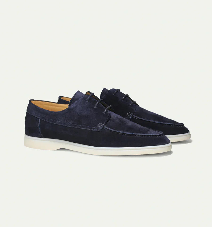Wildleder-Loafers | Schnürschuhe | Wildlederschuhe | Anzugschuhe | Herren-Wildleder-Slipper-Marineblau-38-Chaps Herrenmode