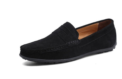 Wildleder-Slipper | Slip-On | Rutschfest | Mokassins | Herren-Slipper-Schwarz-7-Chaps Herrenmode