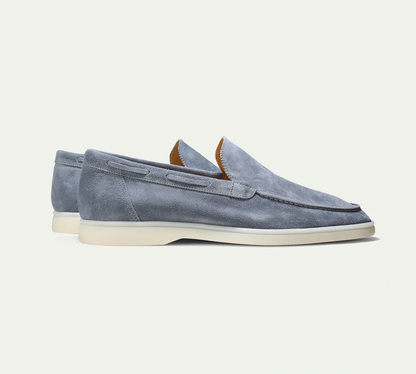 Wildleder-Slipper – zum Hineinschlüpfen – bequem – Lederslipper – Herrenschuhe-Blau Yacht-38-Chaps Herrenmode