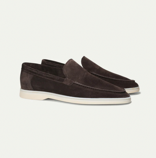 Wildleder-Slipper – zum Hineinschlüpfen – bequem – Lederslipper – Herrenschuhe-Dunkelbraun-38-Chaps Herrenmode