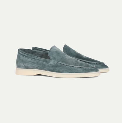 Wildleder-Slipper – zum Hineinschlüpfen – bequem – Lederslipper – Herrenschuhe-Hell türkis-38-Chaps Herrenmode