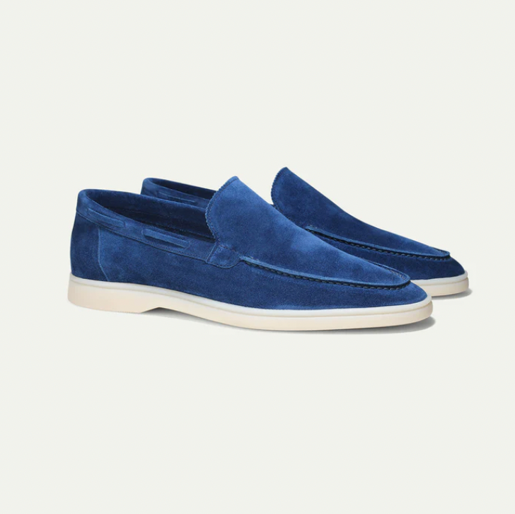 Wildleder-Slipper – zum Hineinschlüpfen – bequem – Lederslipper – Herrenschuhe-Marineblau-38-Chaps Herrenmode