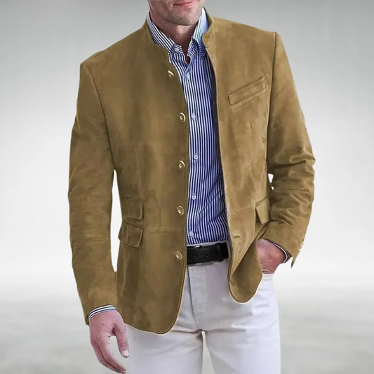 Wildlederblazer – Stylischer einreihiger Blazer für Männer-Khaki-S-Chaps Herrenmode