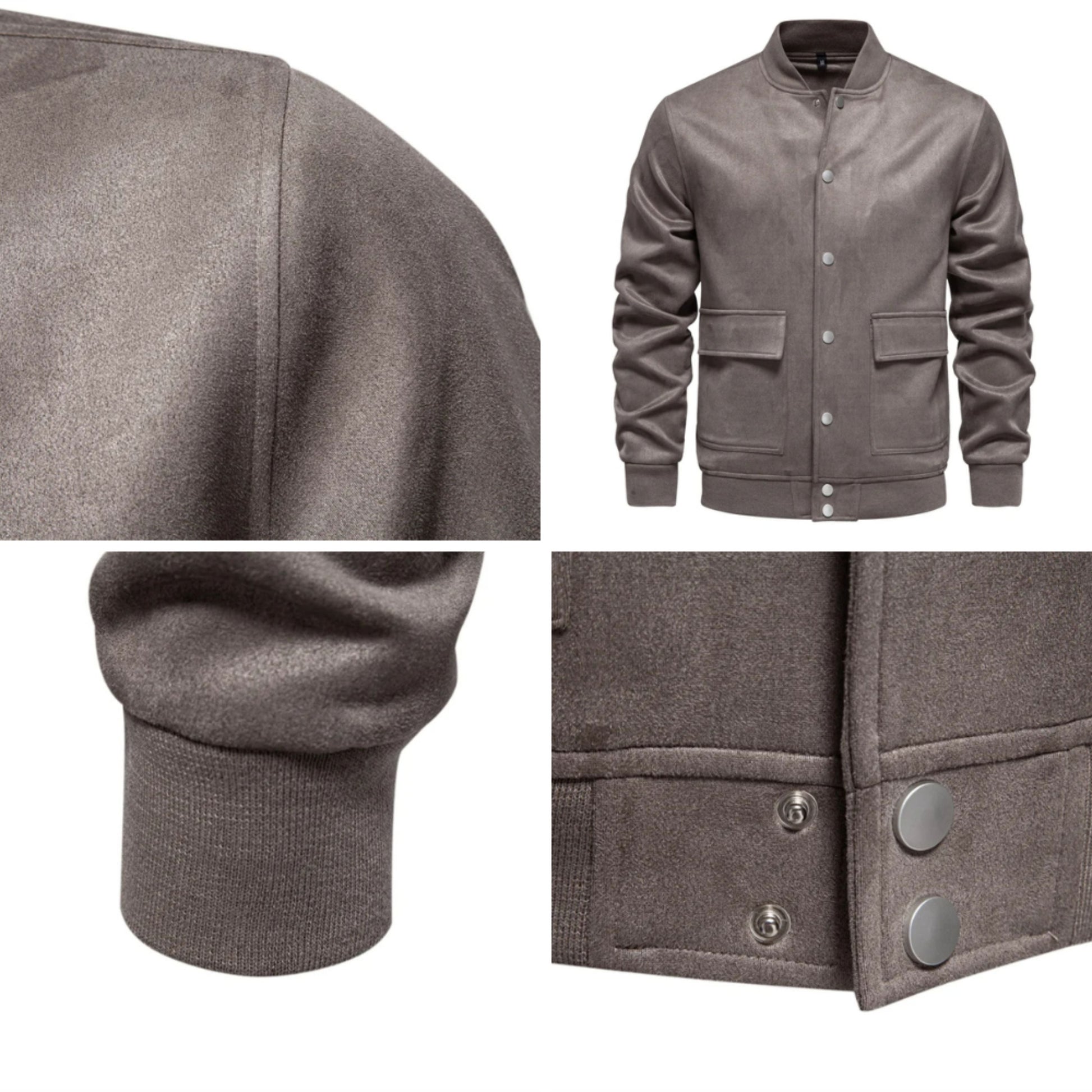 Wildlederjacke - Button-Up - Dünn - Freizeitjacke - Herrenjacke-Chaps Herrenmode