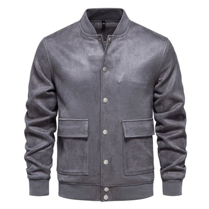 Wildlederjacke - Button-Up - Dünn - Freizeitjacke - Herrenjacke-Grau-S-Chaps Herrenmode