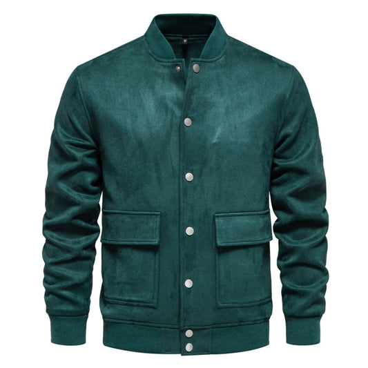 Wildlederjacke - Button-Up - Dünn - Freizeitjacke - Herrenjacke-Grün-S-Chaps Herrenmode