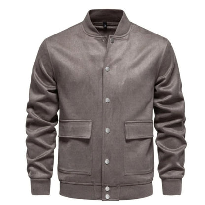 Wildlederjacke - Button-Up - Dünn - Freizeitjacke - Herrenjacke-Khaki-S-Chaps Herrenmode