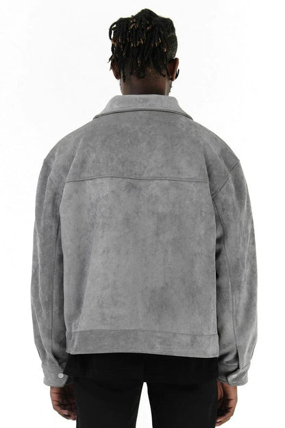 Wildlederjacke – Herren-Lederjacke mit Reißverschluss und Taschen-Chaps Herrenmode