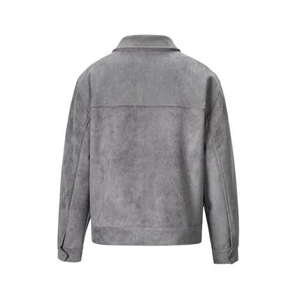 Wildlederjacke – Herren-Lederjacke mit Reißverschluss und Taschen-Chaps Herrenmode