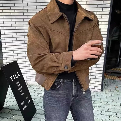 Wildlederjacke - Retro - Zip-Up - Vintage Jacke - Herrenjacke-Chaps Herrenmode