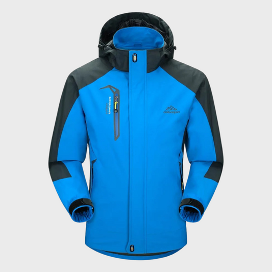 Windbreaker-Jacke | Wasserdicht | Mit Kapuze | Outdoor-Jacke | Herrenjacke-Blau-L-Chaps Herrenmode