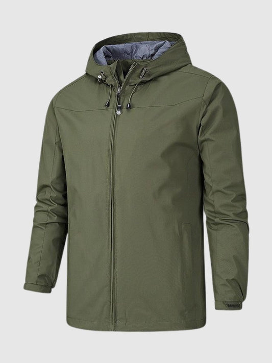 Windbreaker Jacke – Wasserdichte Outdoor-Jacke mit Kapuze für Männer-Grün-S-Chaps Herrenmode
