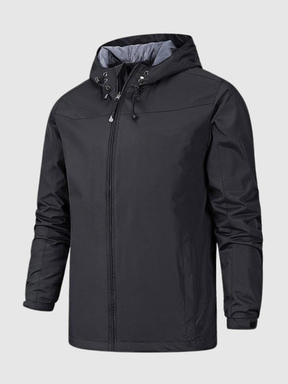 Windbreaker Jacke – Wasserdichte Outdoor-Jacke mit Kapuze für Männer-Schwarz-S-Chaps Herrenmode