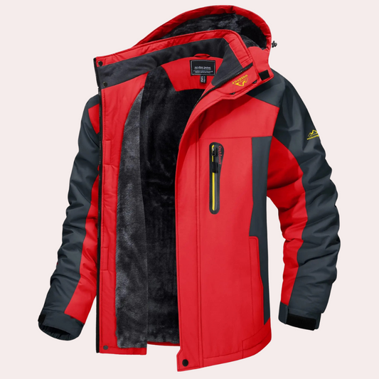Windbreaker-Jacke – mit Kapuze – wasserdicht – Outdoor-Jacke – Herrenjacke-Rood-M-Chaps Herrenmode