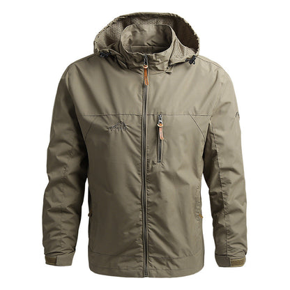 Windbreaker-Jacke – winddichte Outdoor-Softshelljacke mit Kapuze für Herren-Kaki-S-Chaps Herrenmode
