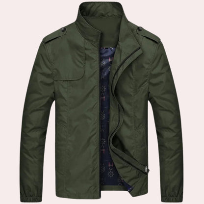 Winddichte Jacke – Lässige kurze Trenchjacke mit Reißverschluss für Männer-Armeegrün-M-Chaps Herrenmode