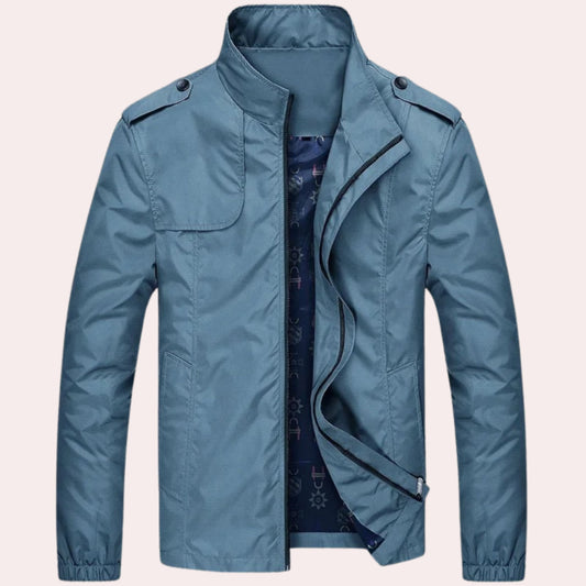 Winddichte Jacke – Lässige kurze Trenchjacke mit Reißverschluss für Männer-Hellblau-M-Chaps Herrenmode