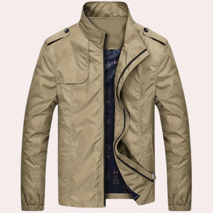 Winddichte Jacke – Lässige kurze Trenchjacke mit Reißverschluss für Männer-Khaki-M-Chaps Herrenmode