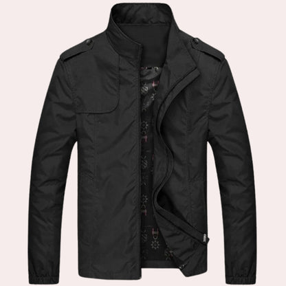 Winddichte Jacke – Lässige kurze Trenchjacke mit Reißverschluss für Männer-Schwarz-M-Chaps Herrenmode