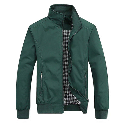 Winddichte Jacke | Reißverschluss | Hoher Kragen | Harrington-Jacke | Herrenjacke-Grün-XS-Chaps Herrenmode